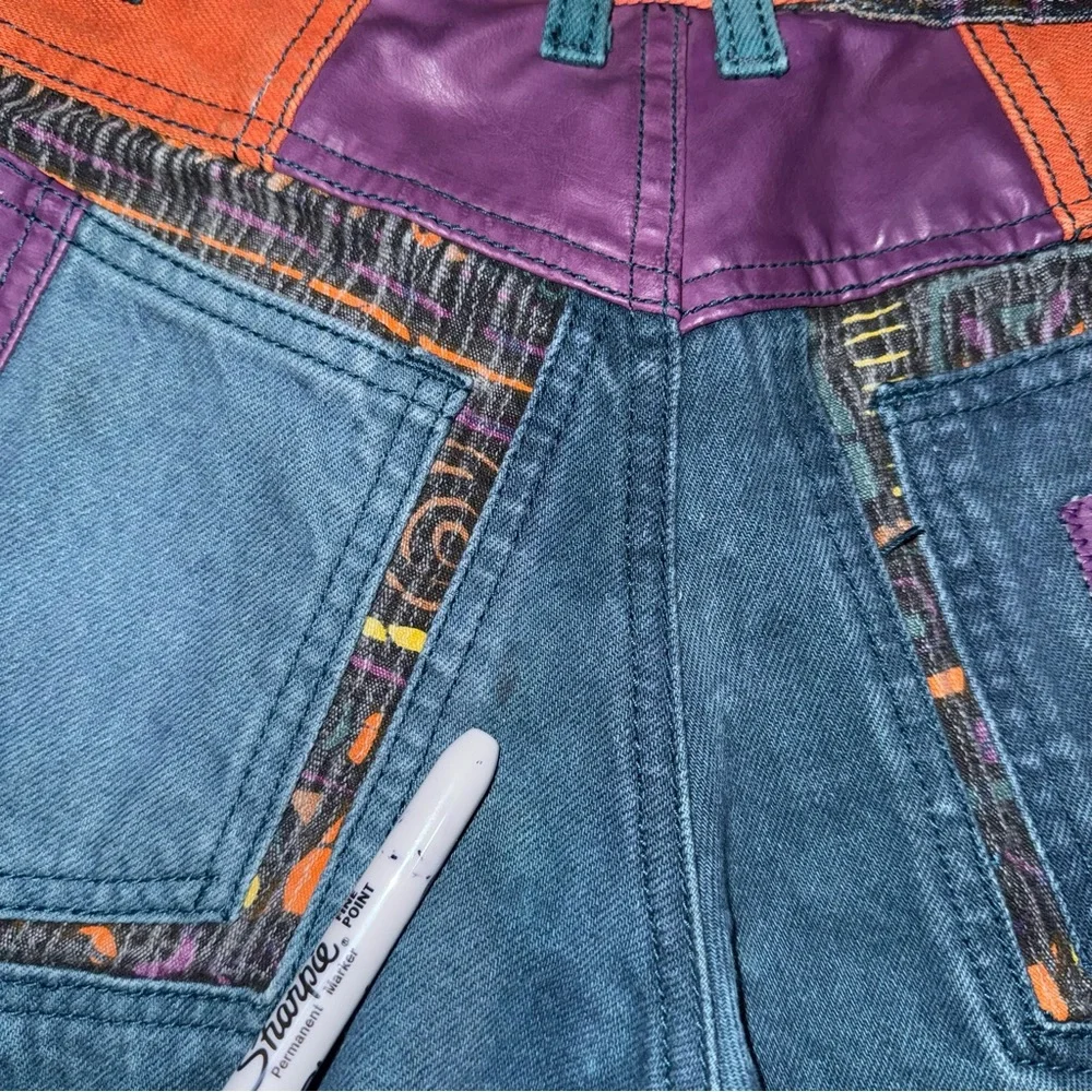VTG 80 90s Major Damage Patchwork Denim Shorts Sz 22 Rare Y2K Hip Hop Streetwear